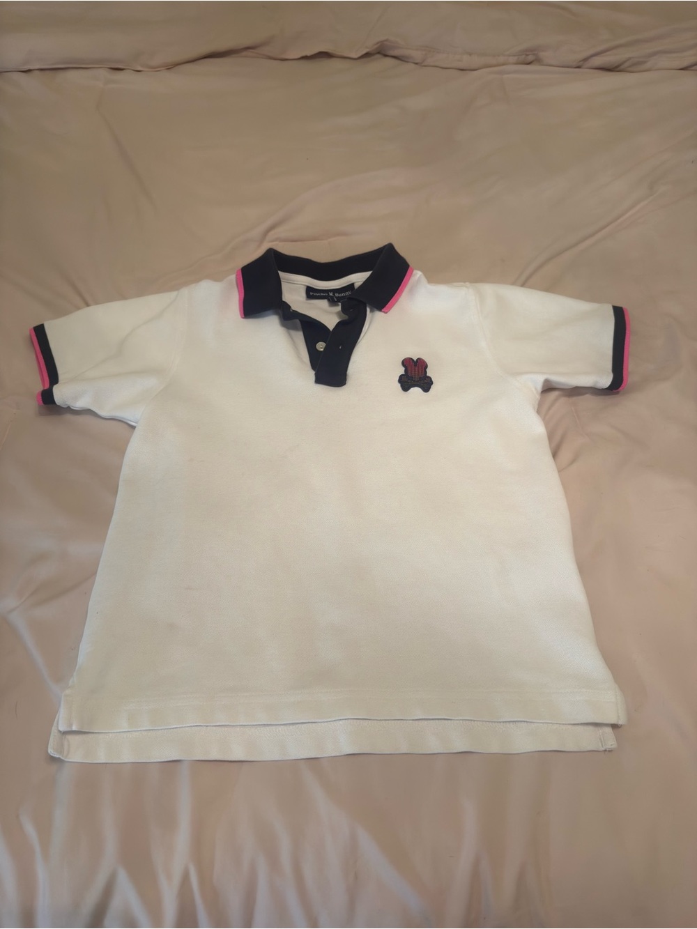 Psycho Bunny White Polo with Navy & Pink Trim - Kids